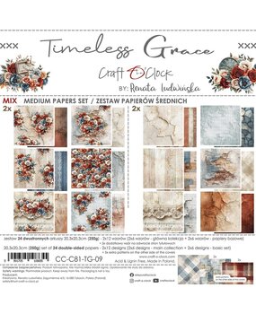 Craft O'Clock Timeless Grace 8x8 Inch Medium Papers Set (CC-C81-TG-09)