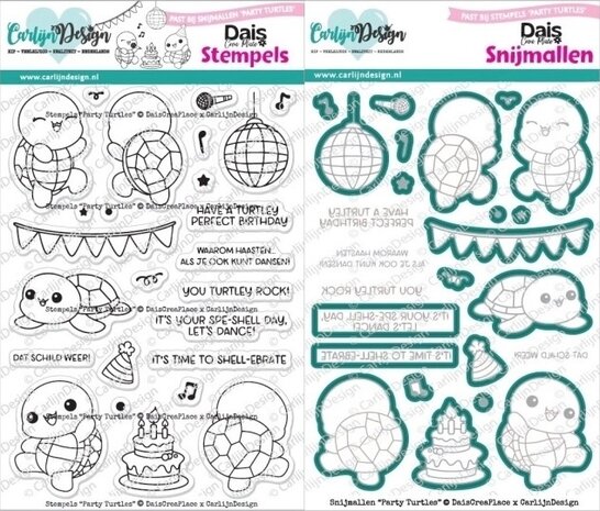 Carlijn Design Party Turtles Stamp & Die DUO (CDST-0157/CDSN-0338) Carlijn Design Party Turtles Stamp & Die DUO (CDST-0157/CDSN-0338)