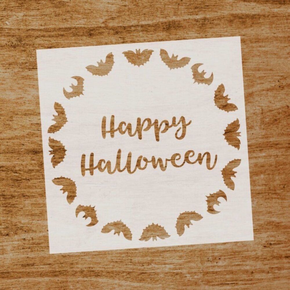 Evyre Scrapbooking Happy Halloween 6x6 Inch Masking Stencil (ST004) Evyre Scrapbooking Happy Halloween 6x6 Inch Masking Stencil (ST004)