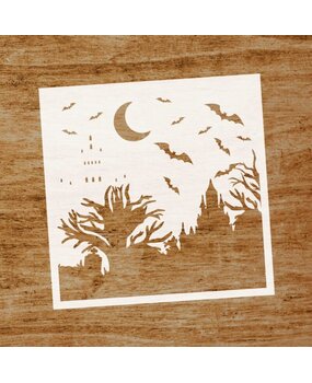 Evyre Scrapbooking Halloween Scenery 6x6 Inch Masking Stencil (ST013) Evyre Scrapbooking Halloween Scenery 6x6 Inch Masking Stencil (ST013)