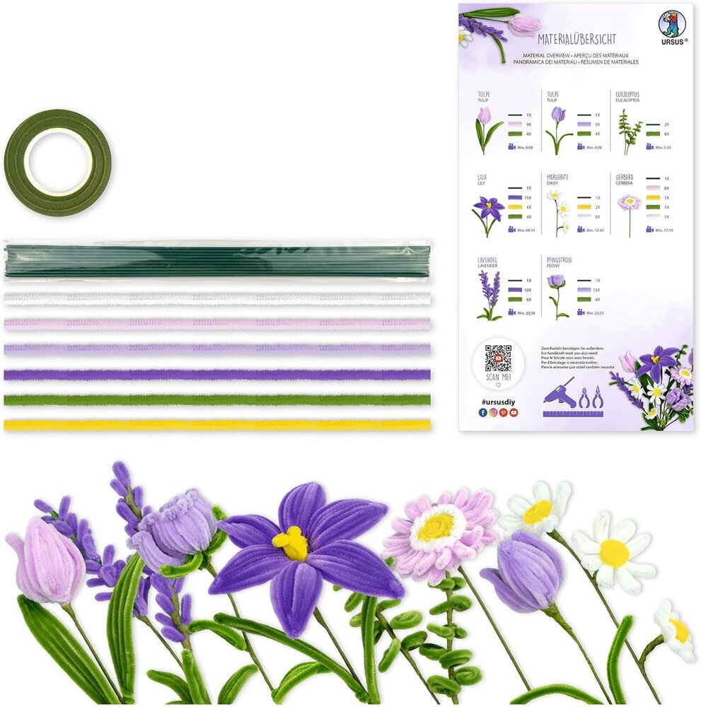 Ursus Chenilledraad Bloemen Set Lila (27040002) Ursus Chenilledraad Bloemen Set Lila (27040002)