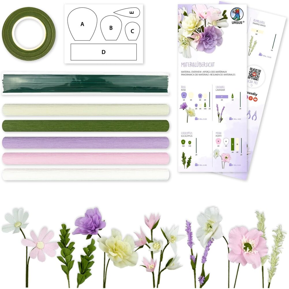 Ursus Crêpepapier Bloemen Set Lila (27030002F)