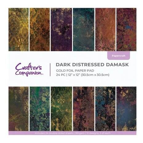 Crafter's Companion PRE-ORDER Dark Distressed Damask 12x12 Inch Paper Pad (CC-PAD12-DDDA) Crafter's Companion PRE-ORDER Dark Distressed Damask 12x12 Inch Paper Pad (CC-PAD12-DDDA)