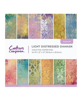 Crafter's Companion PRE-ORDER Light Distressed Damask 12x12 Inch Paper Pad (CC-PAD12-LDDA)