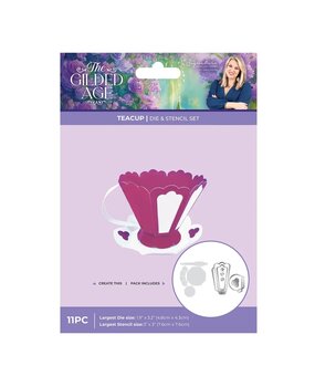 Crafter's Companion PRE-ORDER The Gilded Age Die & Stencil Set Teacup (SS-TGA-MD-STEN-TC)