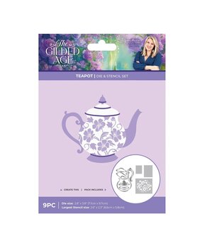 Crafter's Companion PRE-ORDER The Gilded Age Die & Stencil Set Teapot (SS-TGA-MD-STEN-TE)