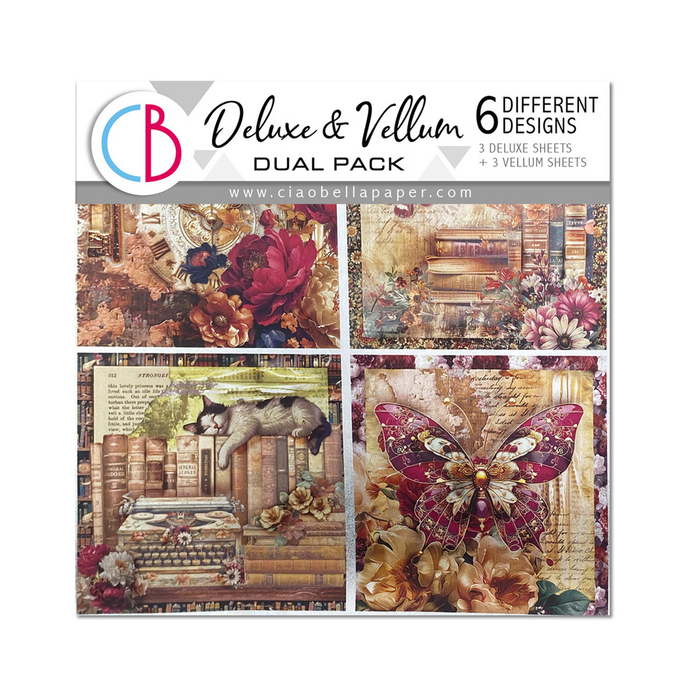 Ciao Bella Papercrafting Book Lovers 6x6 Inch Deluxe Paper & Vellum Dual Pack (CBXQ004) Ciao Bella Papercrafting Book Lovers 6x6 Inch Deluxe Paper & Vellum Dual Pack (CBXQ004)