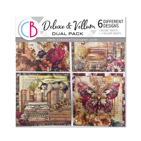 Ciao Bella Papercrafting Book Lovers 6x6 Inch Deluxe Paper & Vellum Dual Pack (CBXQ004) Ciao Bella Papercrafting Book Lovers 6x6 Inch Deluxe Paper & Vellum Dual Pack (CBXQ004)