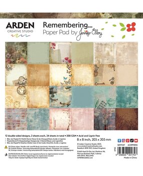 Arden Creative Studio Remembering... 8x8 Inch Paper Pad (ACSPP0016)