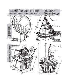 Stampers Anonymous Cling Stamps Birthday Blueprint (CMS153) Stampers Anonymous Cling Stamps Birthday Blueprint (CMS153)
