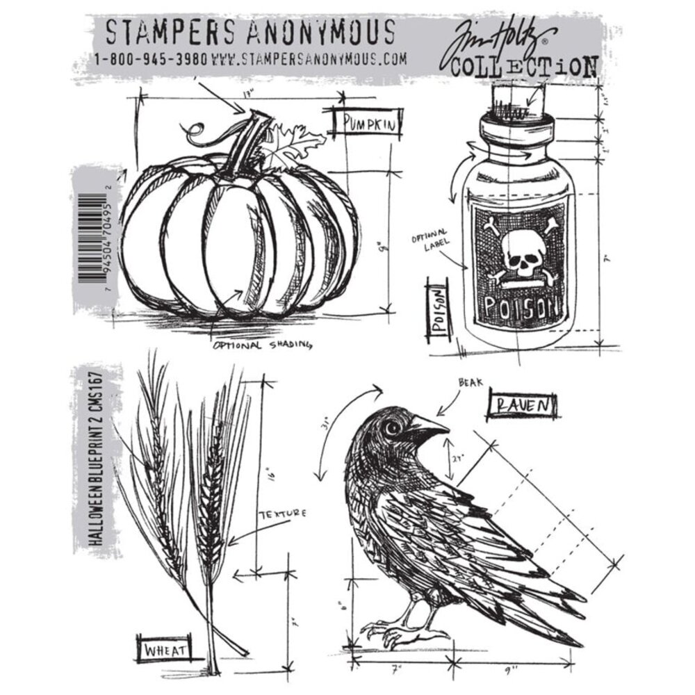 Stampers Anonymous Cling Stamps Halloween Blueprint 2 (CMS167) Stampers Anonymous Cling Stamps Halloween Blueprint 2 (CMS167)
