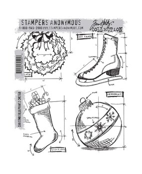 Stampers Anonymous Cling Stamps Christmas Blueprint 2 (CMS168) Stampers Anonymous Cling Stamps Christmas Blueprint 2 (CMS168)
