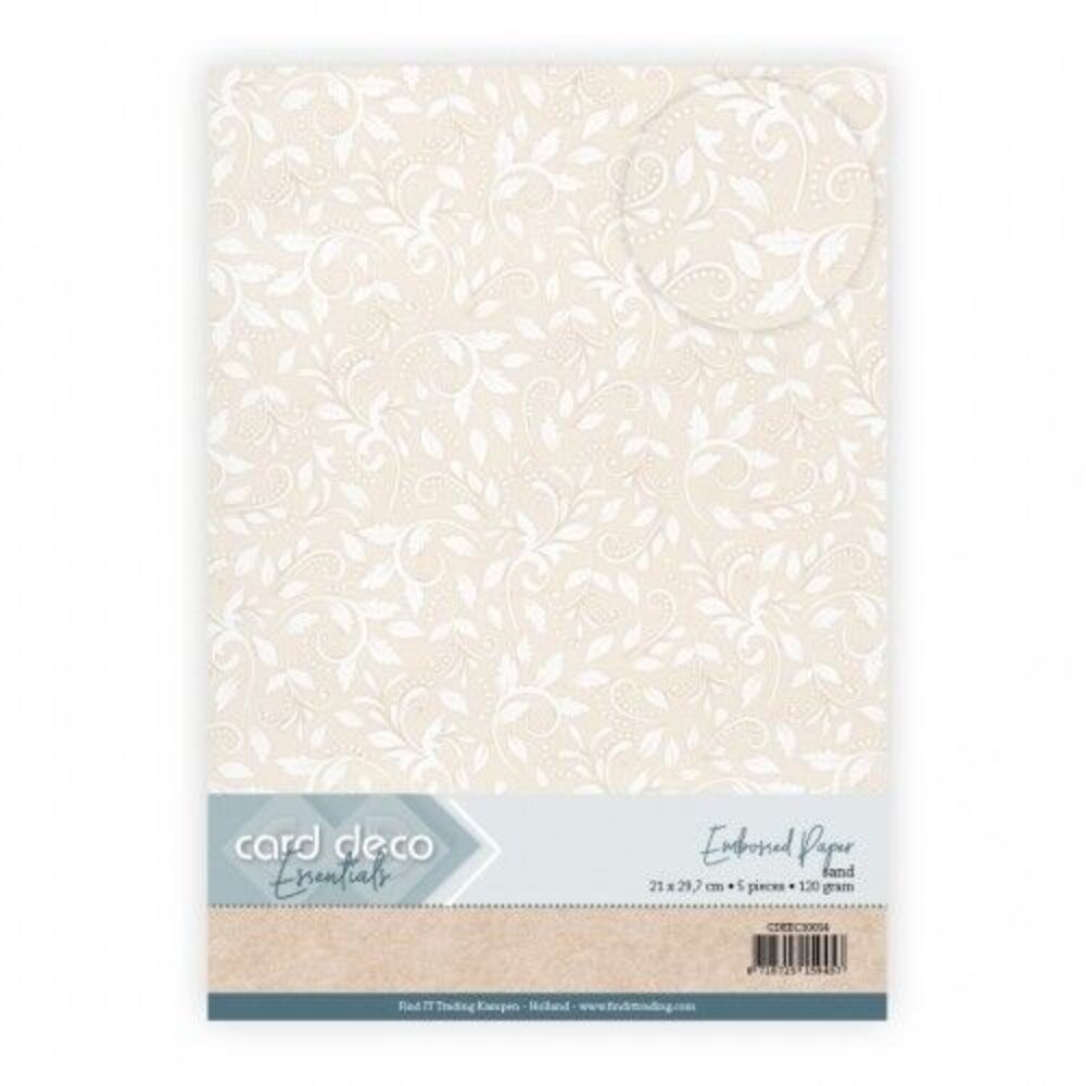 Card Deco Embossed Paper Sand A4 Leafy Lace (CDEEC10014)