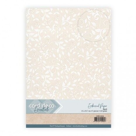 Card Deco Embossed Paper Sand A4 Leafy Lace (CDEEC10014)