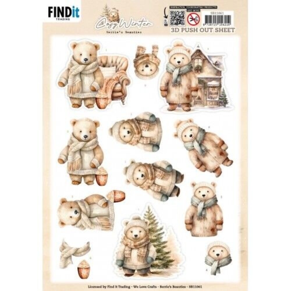 Berrie's Beauties Cosy Winter 3D Push Out Cosy Bear (SB11061) Berrie's Beauties Cosy Winter 3D Push Out Cosy Bear (SB11061)