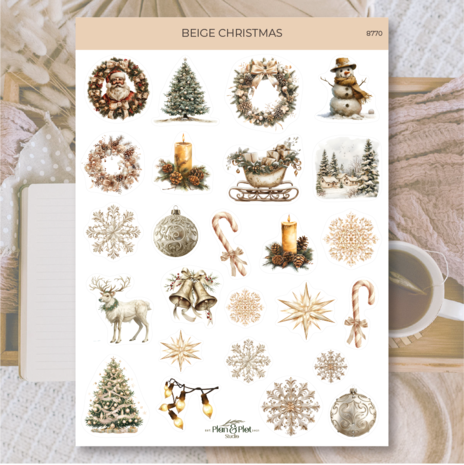 Plan & Plot Studio Beige Christmas Stickers (8770) Plan & Plot Studio Beige Christmas Stickers (8770)