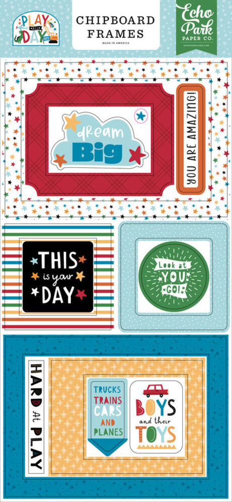 Echo Park Play All Day Boy 6x13 Inch Chipboard Frames (PAB269065)
