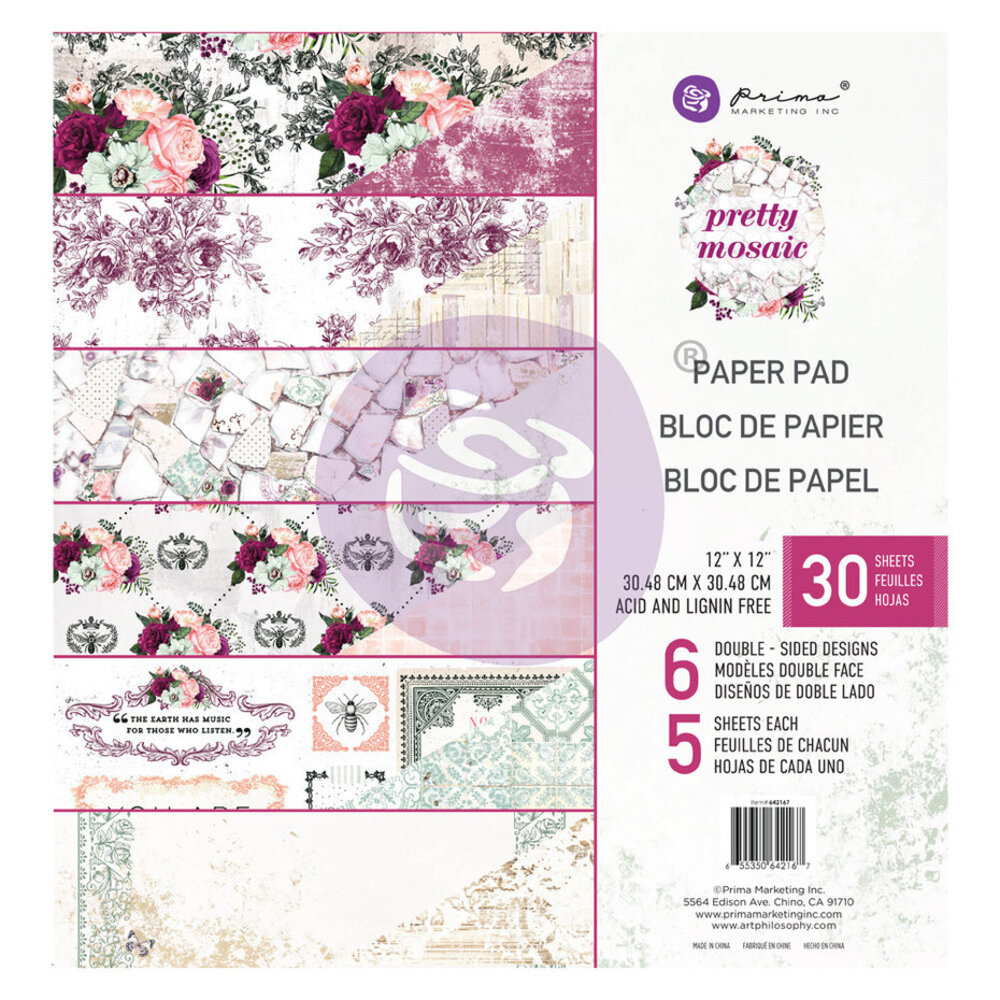 Prima Marketing Inc Pretty Mosaic 12x12 Inch Paper Pad (642167) Prima Marketing Inc Pretty Mosaic 12x12 Inch Paper Pad (642167)