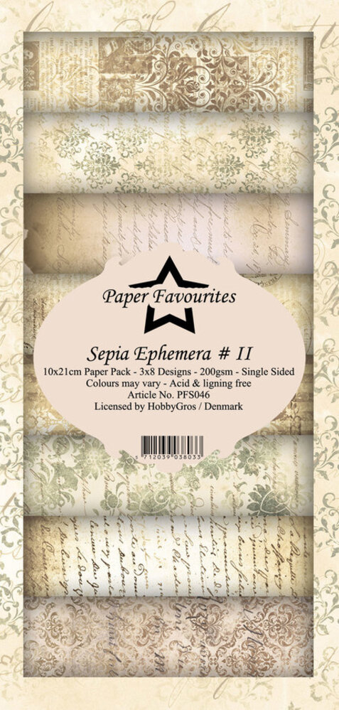Paper Favourites Sepia Ephemera #II Slimline Paper Pack (PFS046)