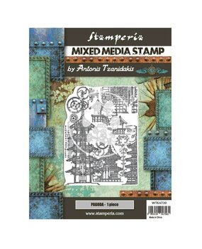 Stamperia Sir Vagabond in Japan Mixed Media Stamp Pagoda (WTKAT20)