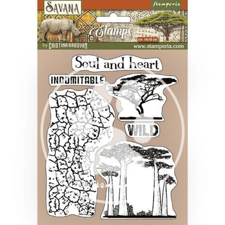Stamperia Savana Crackle and Tree Natural Rubber Stamp (WTKCC212) Stamperia Savana Crackle and Tree Natural Rubber Stamp (WTKCC212)