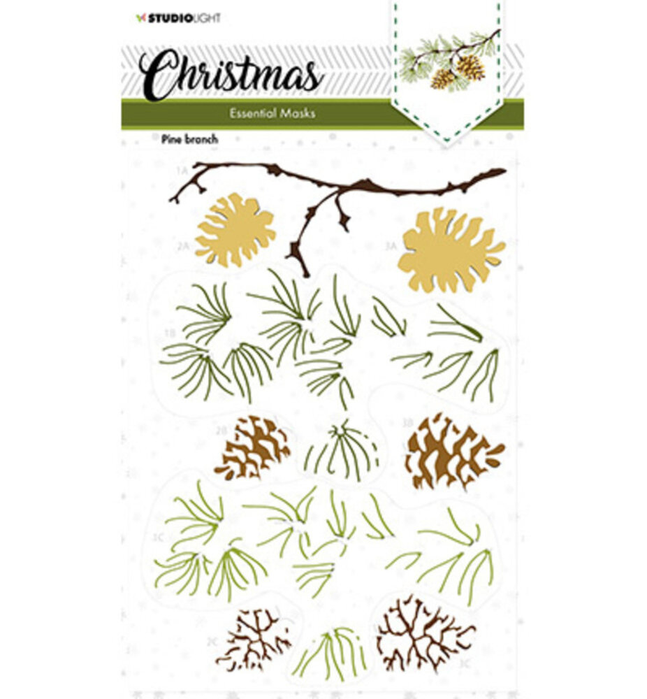 Studio Light Christmas Pine Branch A5 Masking Stencil (SL-ES-MASK143) Studio Light Christmas Pine Branch A5 Masking Stencil (SL-ES-MASK143)