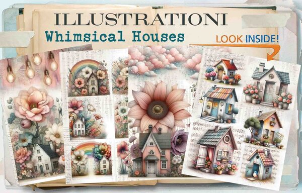 Maremi's Small Art Whimsical Houses & Backgrounds Collage Pages Book Maremi's Small Art Whimsical Houses & Backgrounds Collage Pages Book