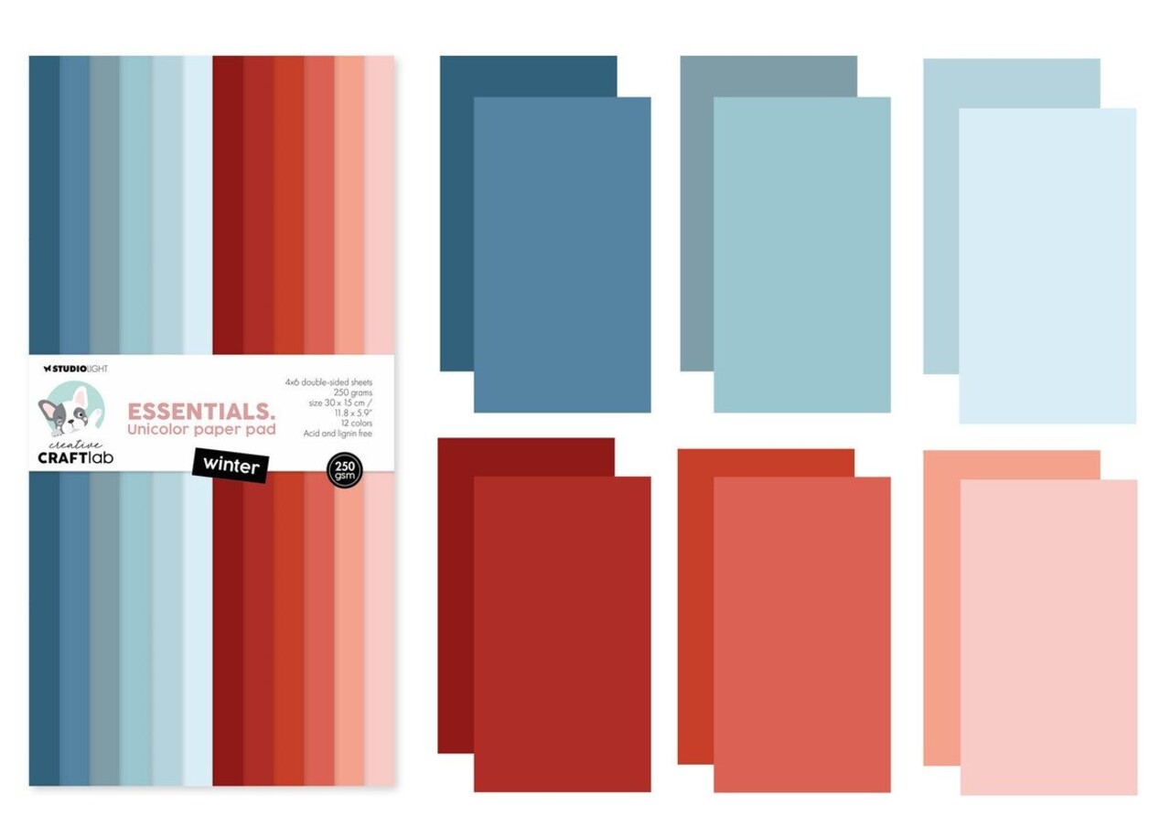 Creative Craftlab Essentials Winter Slimline Unicolor Paper Pad (CCL-ES-UPP306) Creative Craftlab Essentials Winter Slimline Unicolor Paper Pad (CCL-ES-UPP306)