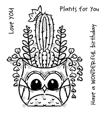 Woodware Owl Planter Clear Stamp (FRS087) (OUTLET) Woodware Owl Planter Clear Stamp (FRS087) (OUTLET)