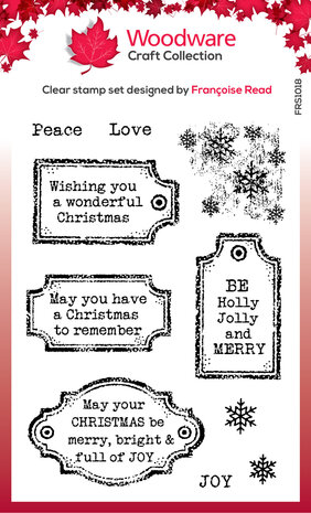 Woodware Christmas Old Labels Clear Stamps (FRS1018) (OUTLET)