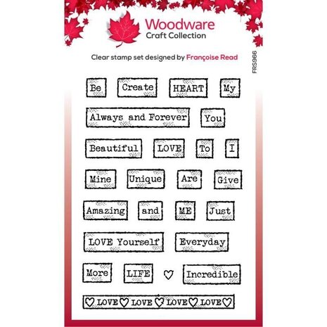 Woodware Love Tape Words Clear Stamps (FRS966) (OUTLET)