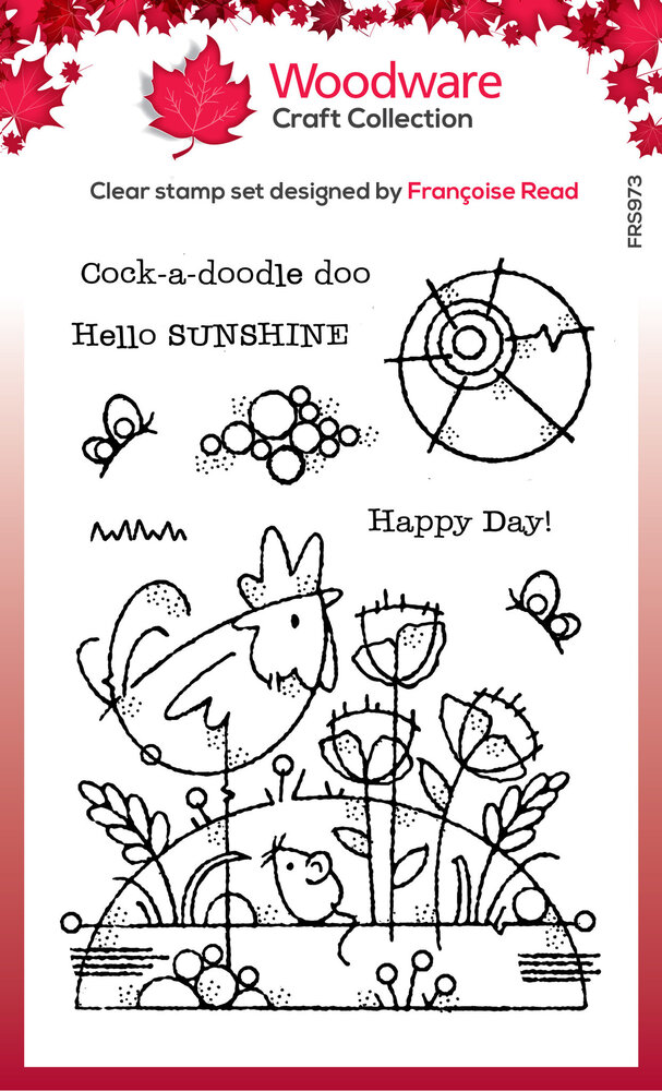 Woodware Rooster Meadow Clear Stamps (FRS973) (OUTLET)