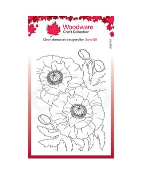 Woodware Poppies Clear Stamp (JGS747) (OUTLET)