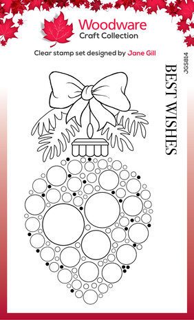 Woodware Big Bubble Bauble Best Wishes Clear Stamps (JGS814) (OUTLET)