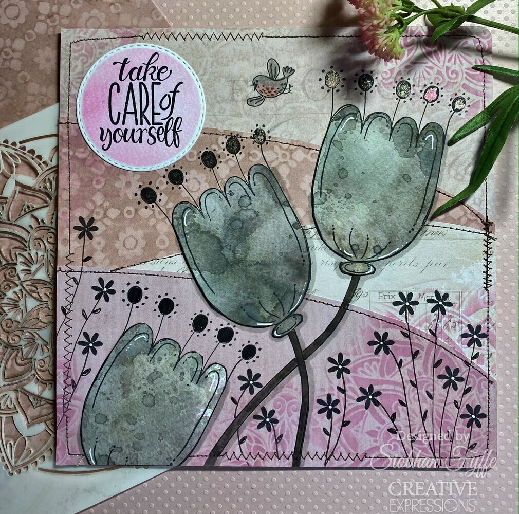 Woodware Petal Doodles Take Care Clear Stamps (JGS861) (OUTLET)