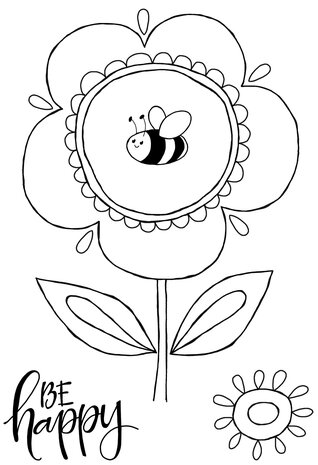 Woodware Petal Doodles Be Happy Clear Stamps (JGS862) (OUTLET)