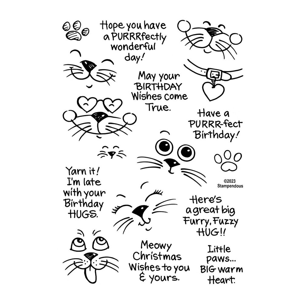 Stampendous! Kitty Hugs Faces and Sentiments Clear Stamps (STP-201) (OUTLET) Stampendous! Kitty Hugs Faces and Sentiments Clear Stamps (STP-201) (OUTLET)