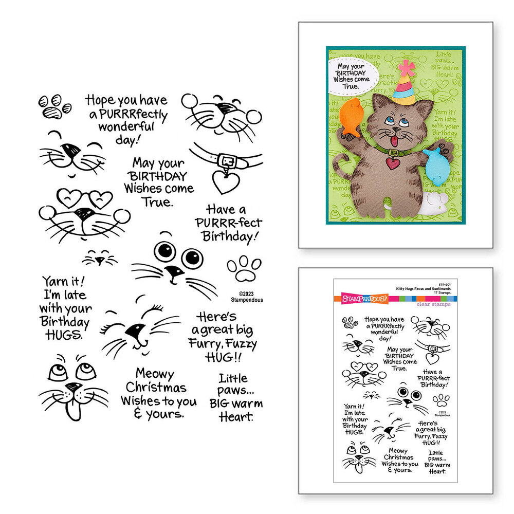 Stampendous! Kitty Hugs Faces and Sentiments Clear Stamps (STP-201) (OUTLET) Stampendous! Kitty Hugs Faces and Sentiments Clear Stamps (STP-201) (OUTLET)