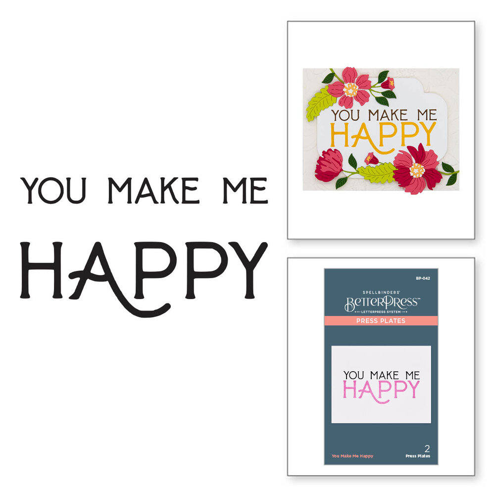Spellbinders You Make Me Happy Press Plate (BP-042) (OUTLET) Spellbinders You Make Me Happy Press Plate (BP-042) (OUTLET)
