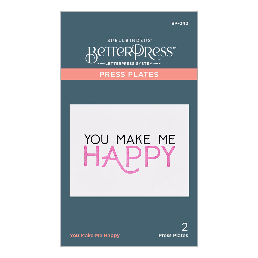 Spellbinders You Make Me Happy Press Plate (BP-042) (OUTLET) Spellbinders You Make Me Happy Press Plate (BP-042) (OUTLET)