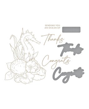 Spellbinders Seahorse Floral Glimmer Hot Foil Plate & Die Set (GLP-371) (OUTLET)