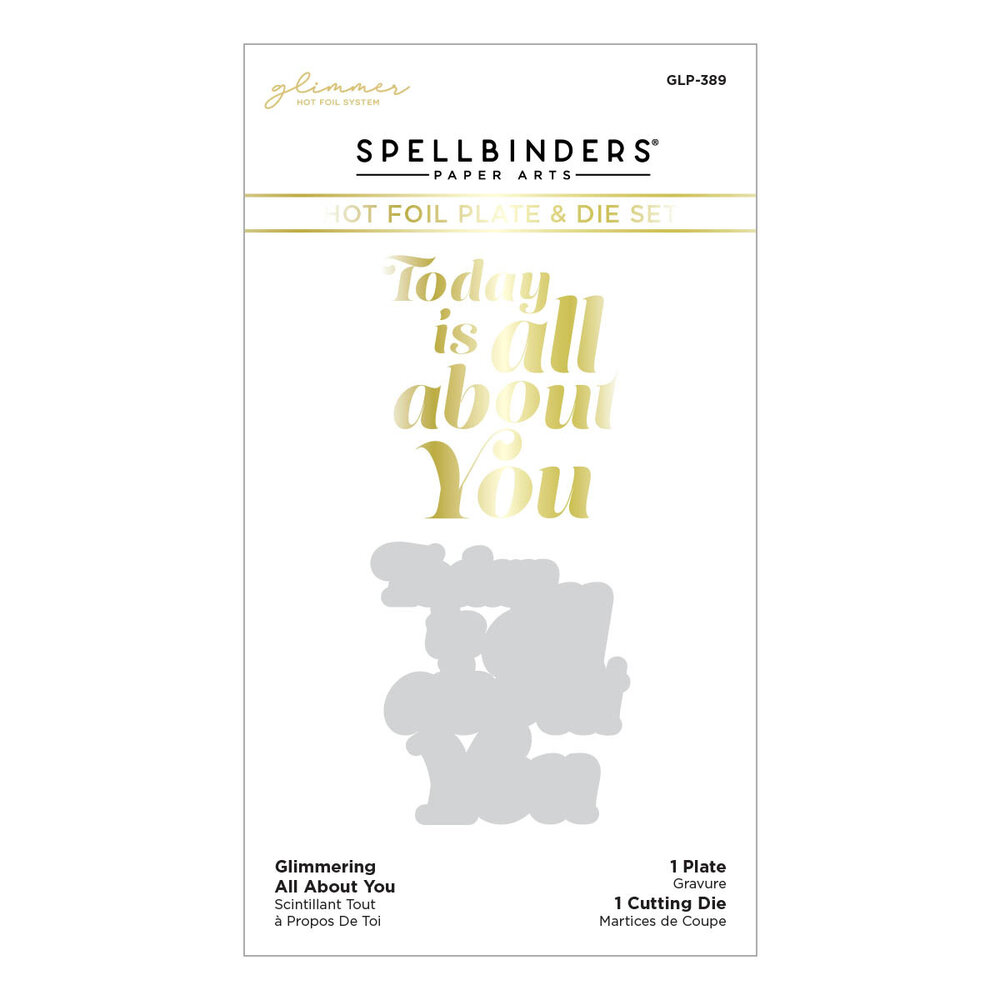 Spellbinders Glimmering All About You Hot Foil Plate & Die Set (GLP-389) (OUTLET) Spellbinders Glimmering All About You Hot Foil Plate & Die Set (GLP-389) (OUTLET)