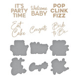 Spellbinders It's My Party Glimmer Sentiments Hot Foil Plate & Die Set (GLP-398) (OUTLET)