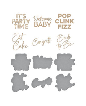 Spellbinders It's My Party Glimmer Sentiments Hot Foil Plate & Die Set (GLP-398) (OUTLET)