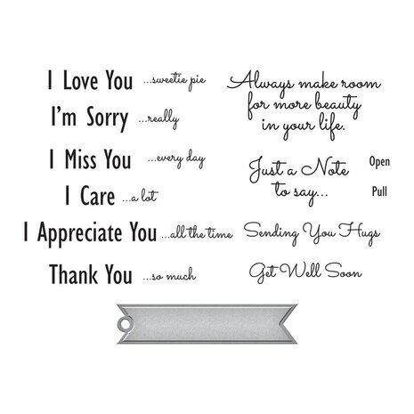Spellbinders Just a Note Sentiments & Tag Stamp & Die Set (SDS-169) (OUTLET) Spellbinders Just a Note Sentiments & Tag Stamp & Die Set (SDS-169) (OUTLET)