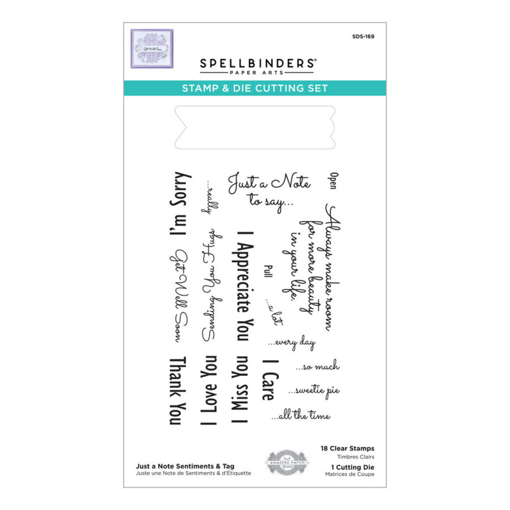 Spellbinders Just a Note Sentiments & Tag Stamp & Die Set (SDS-169) (OUTLET) Spellbinders Just a Note Sentiments & Tag Stamp & Die Set (SDS-169) (OUTLET)