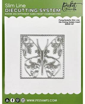 Picket Fence Studios Flying Butterfly Slim Line 4x4 Inch Die Cutting System Insert (SDCS-147) (OUTLET)
