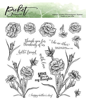 Picket Fence Studios Carnation Flower Garden 6x6 Inch Clear Stamps (F-162) (OUTLET)
