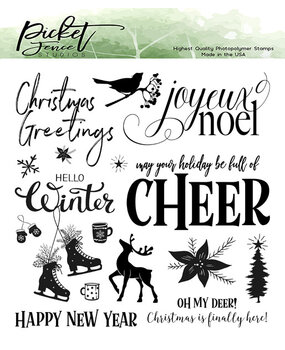 Picket Fence Studios Joyeux Noel 6x6 Inch Clear Stamps (C-129) (OUTLET)