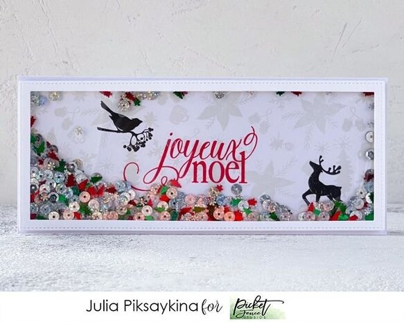 Picket Fence Studios Joyeux Noel 6x6 Inch Clear Stamps (C-129) (OUTLET)